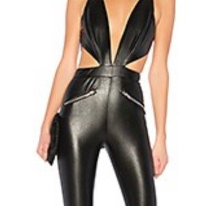 Faux leather cutout catsuit